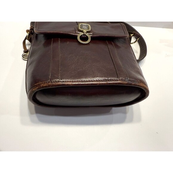 Vtg Brighton Embossed Leather Crossbody Structured Brown 90's Bucket Bag 736135 - Picture 10 of 16
